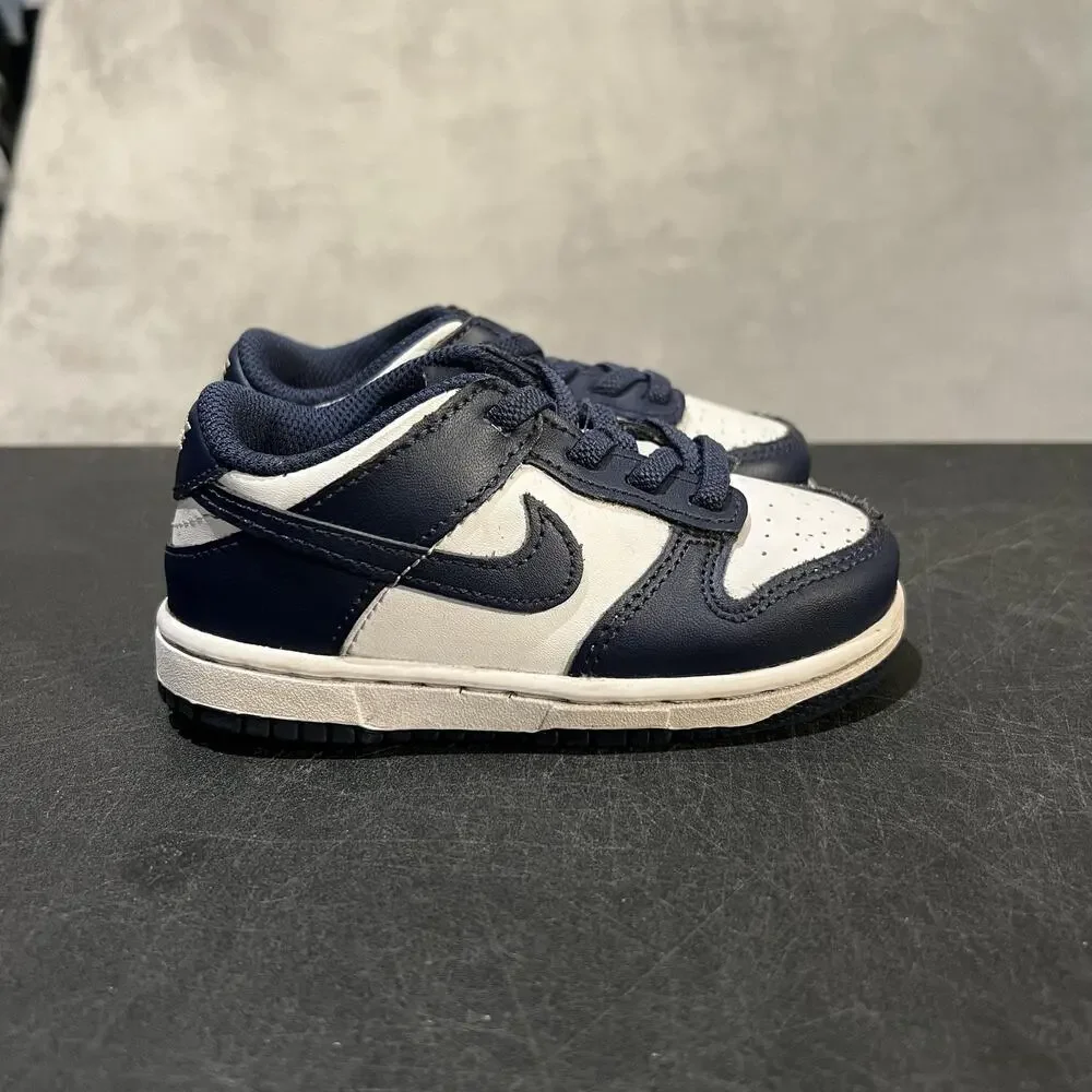 Nike Dunk Low Shoes Toddler Size 8C Navy White Low Top Two-Tone Sneakers